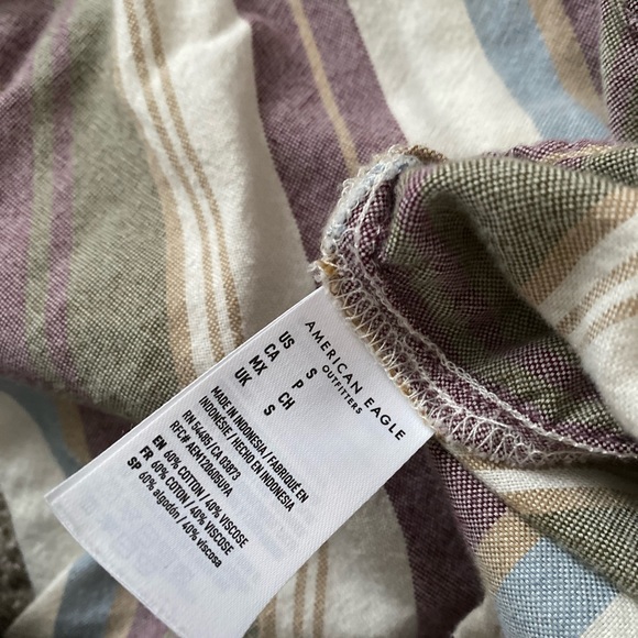 American Eagle Stripped Button Down Oversized Shirt - Picture 6 of 6